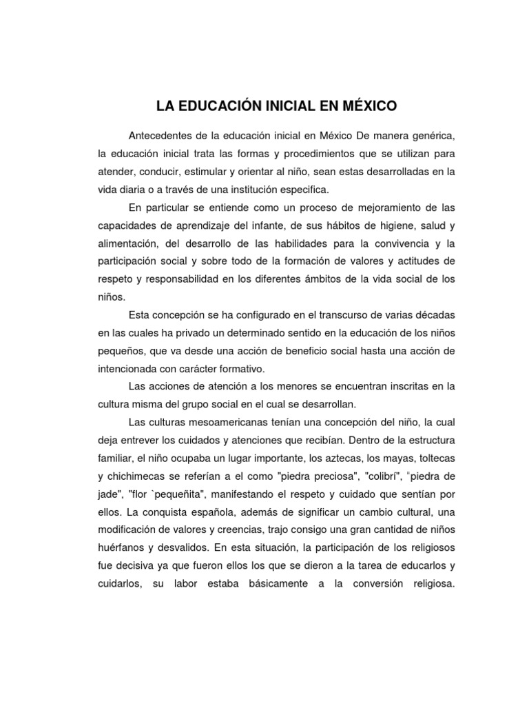 Historia de la Educación Inicial en México | PDF | Jardín de infancia ...