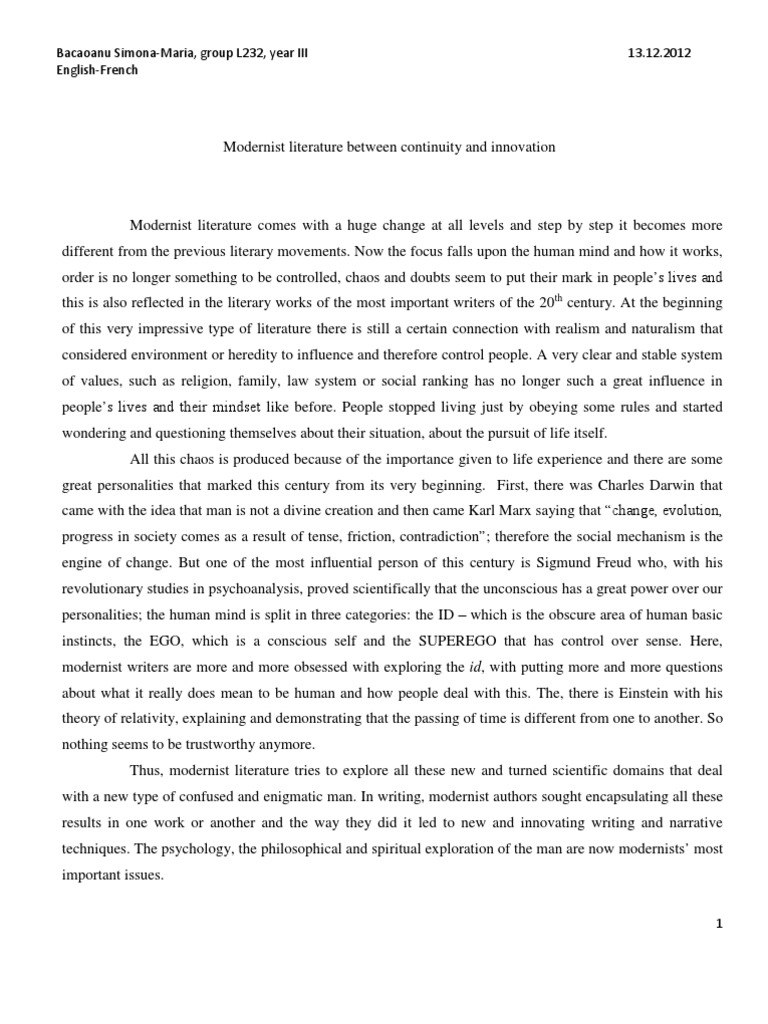Modernist Literature Id Literary Modernism