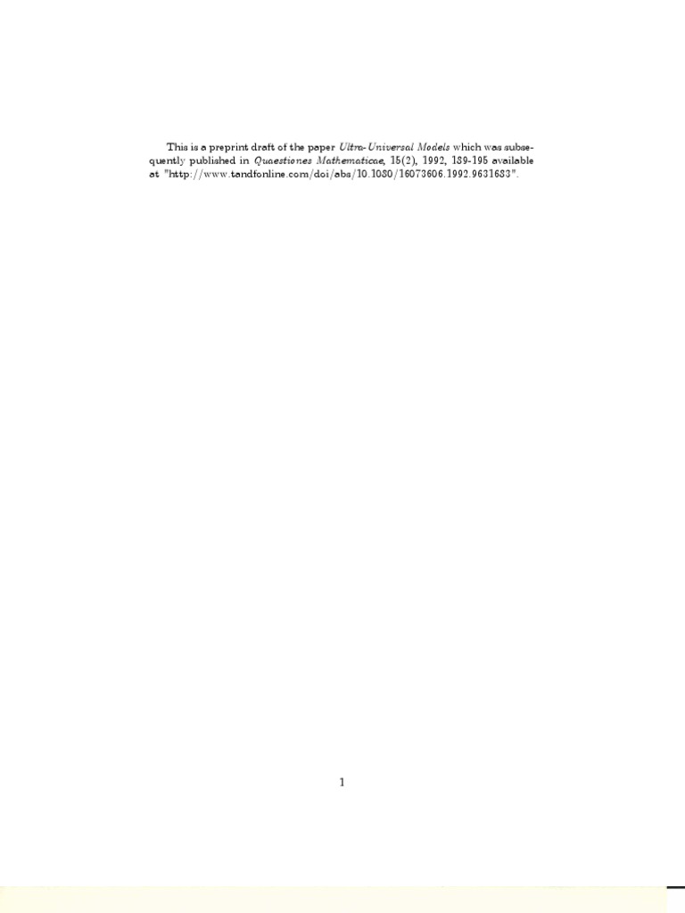 Ultra-Universal Models | PDF