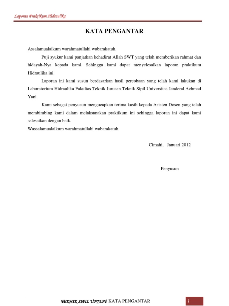 Laporan Praktikum Hidrolika