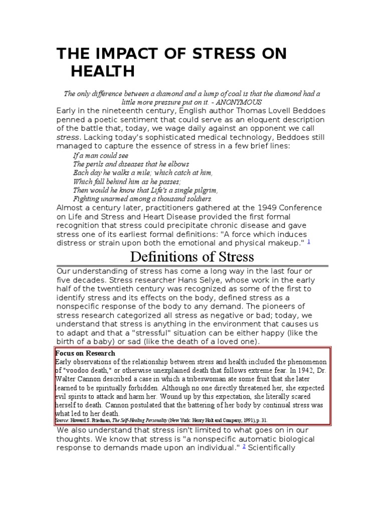 Understanding Stress and Health Effects | PDF | Occupational Stress ...