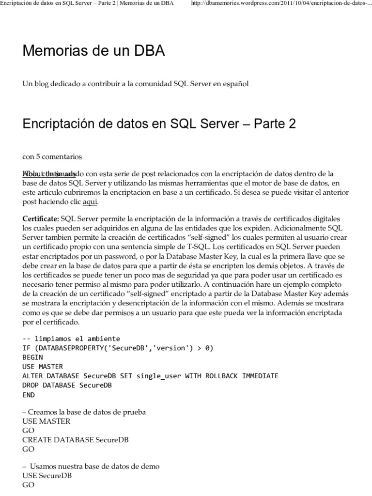 Encriptación de Datos en SQL Server - Parte 2 - Memorias de Un DBA ...