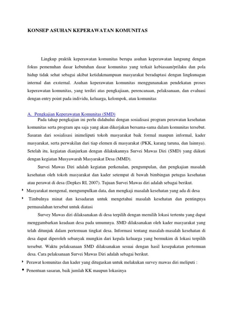 Konsep Asuhan Keperawatan Komunitas