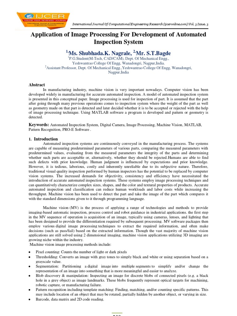 Application of Image Processing For Development of Automated Inspection ...