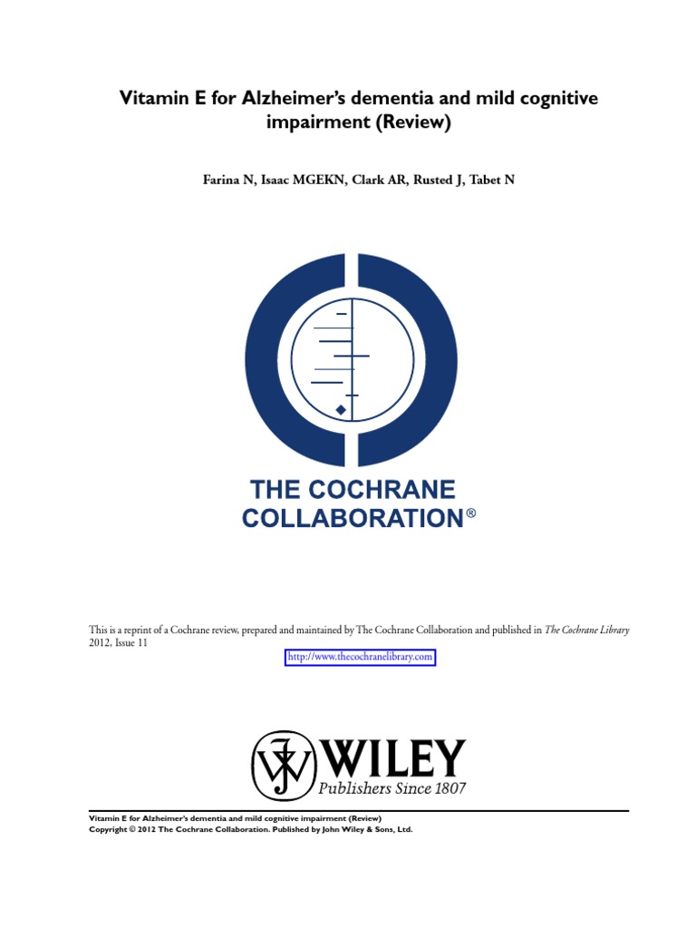 Vitamin e For Alzheimer S Dementia and Mild Cognitive Impariment PDF