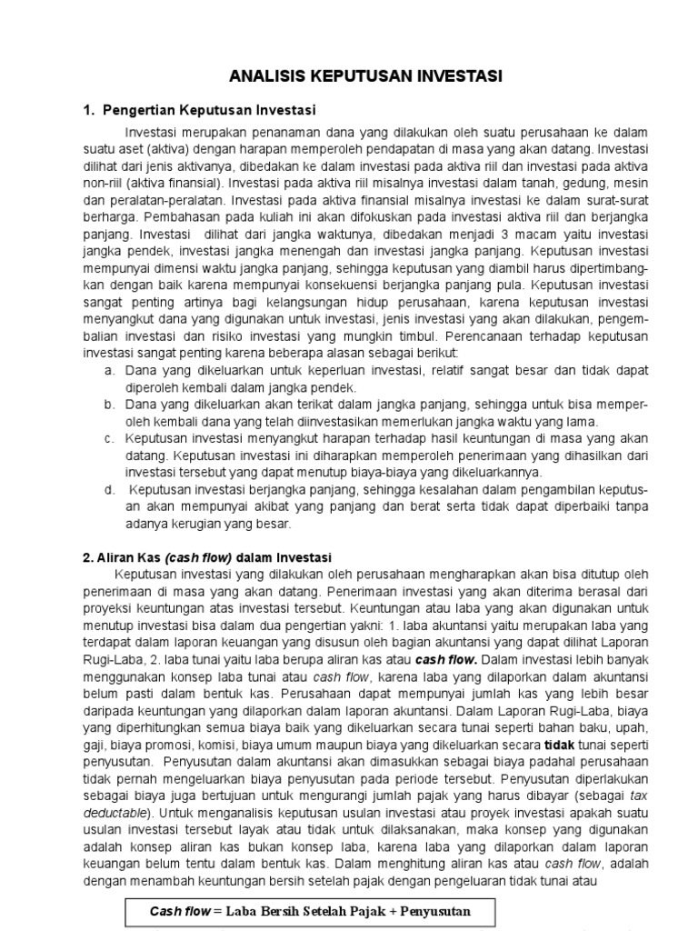 Contoh Soal Dan Jawaban Analisis Keputusan Investasi - Contoh Soal Terbaru