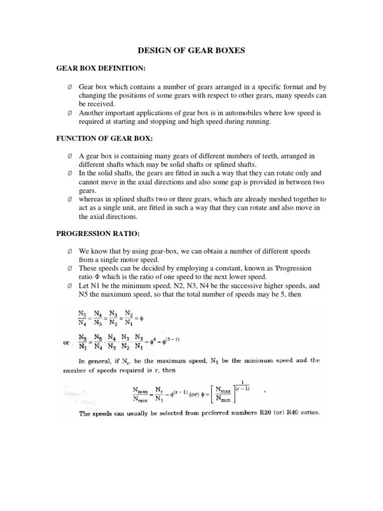 Design of Gear Boxes PDF Gear Transmission (Mechanics)
