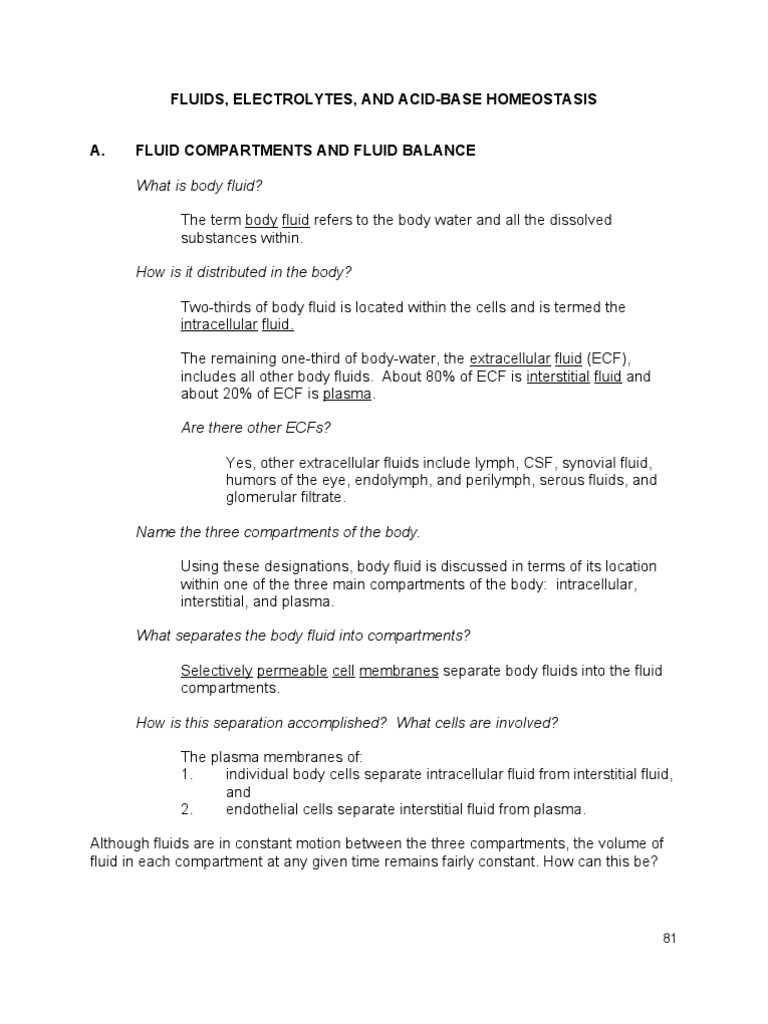 Fluids and Electrolytes | PDF | Respiratory System | Electrolyte