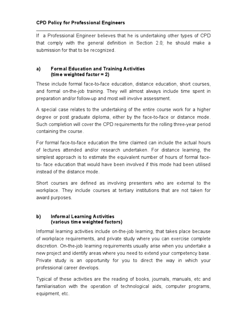 CPD Guidelines for Professional Engineers | PDF | Professional ...