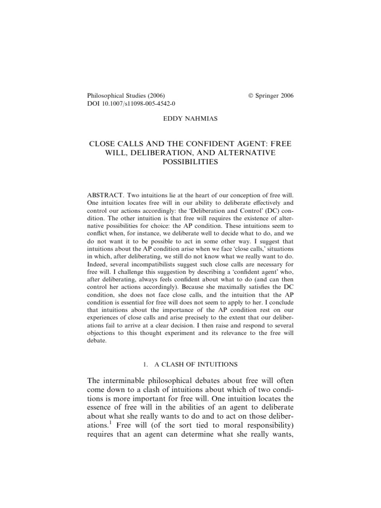 Close Calls | PDF | Free Will | Indeterminism