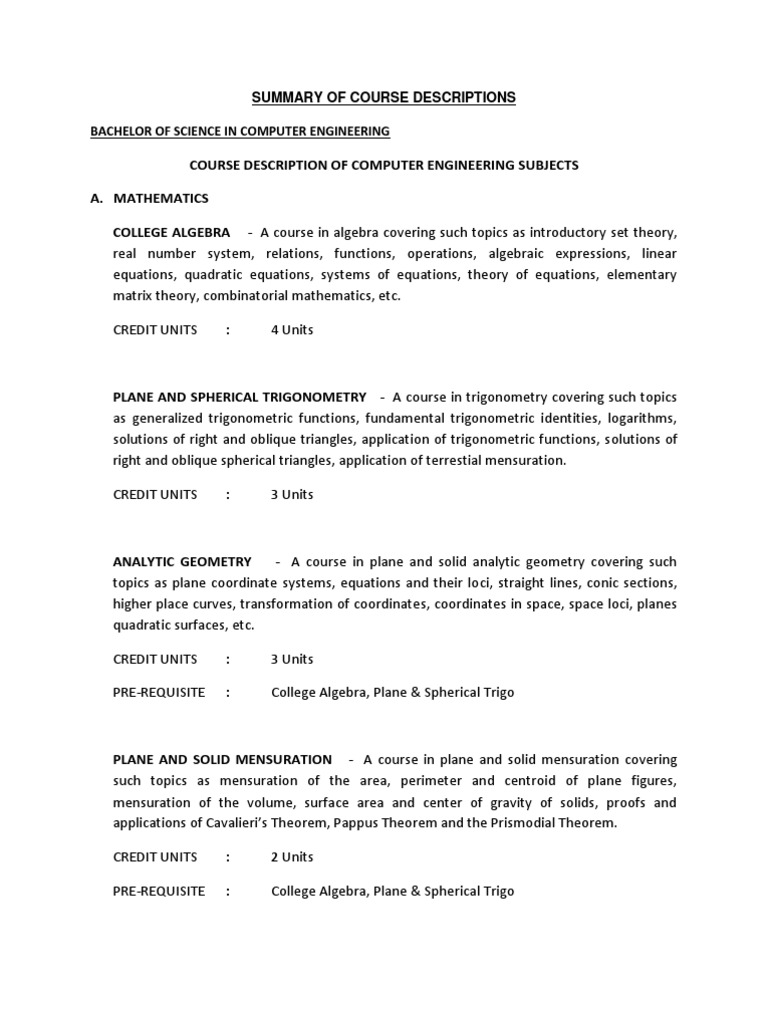 Computer Engineering Course Overview | PDF | Network Analysis ...