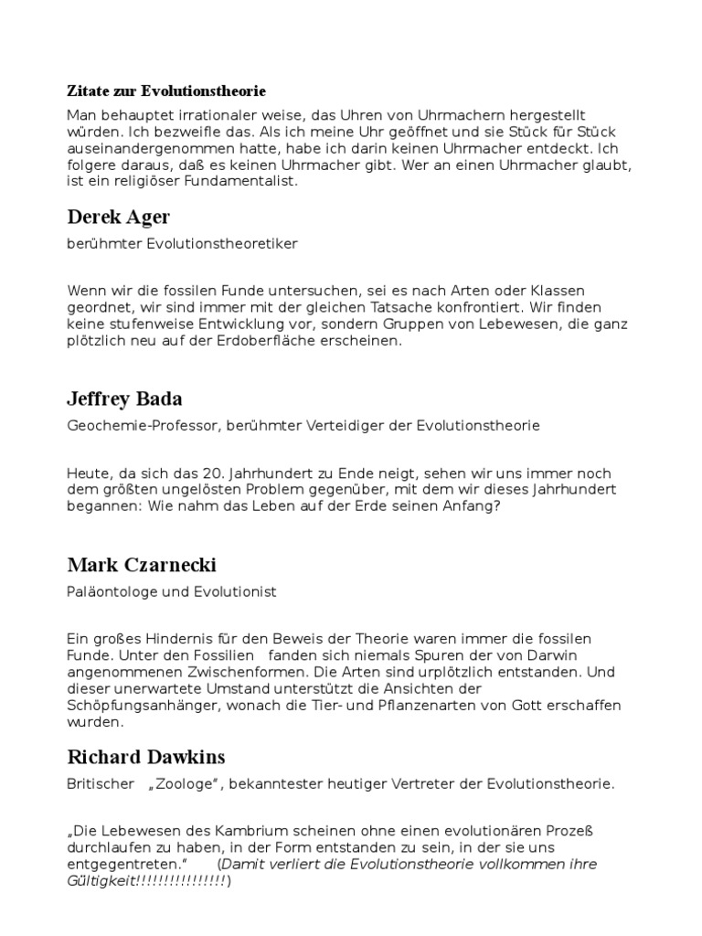 Zitate Zur Evolutionstheoriertf