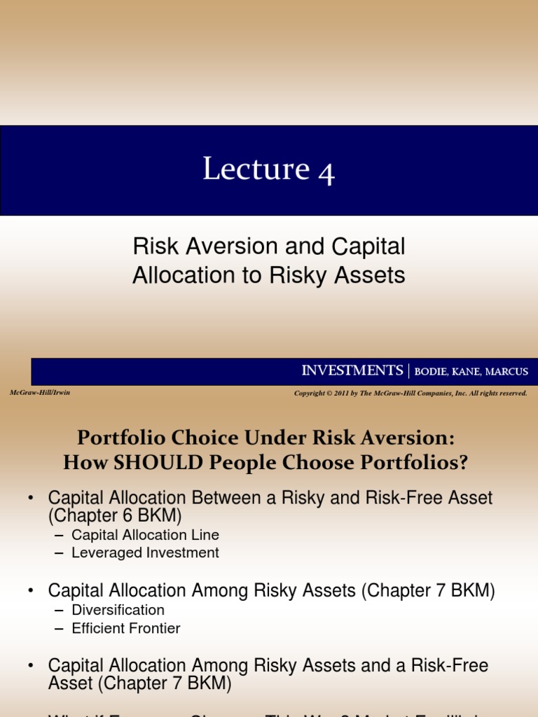 Financial Economics Bocconi Lecture4 | PDF | Risk Aversion | Risk Premium
