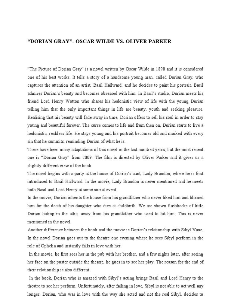 Dorian Gray Essay PDF The Picture Of Dorian Gray