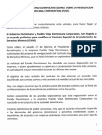 Declaracion Del Gobierno Dominicano Sobre La Negociacion Con Pueblo Viejo Dominicana Corporation