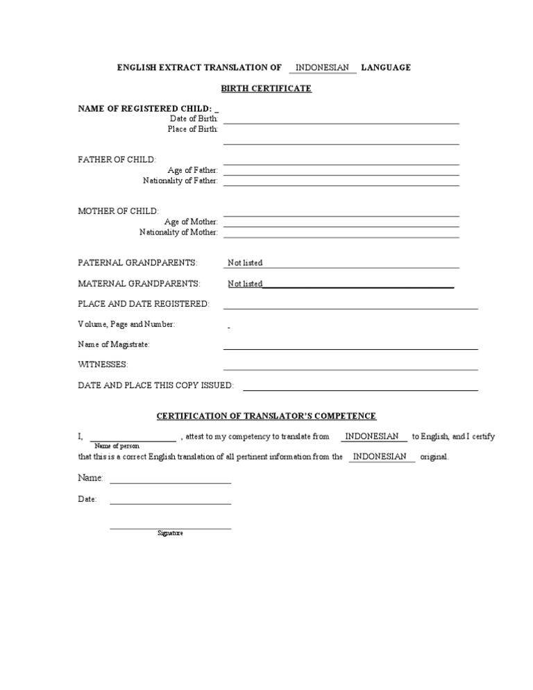 Printable Birth Certificate Translation Template Customize and Print Printable Birth Certificate Translation Template Customize and Print