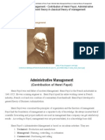 Principle of Management - Contribution of Henri Fayol, Administrative Management Theory in Classical Theory of Management