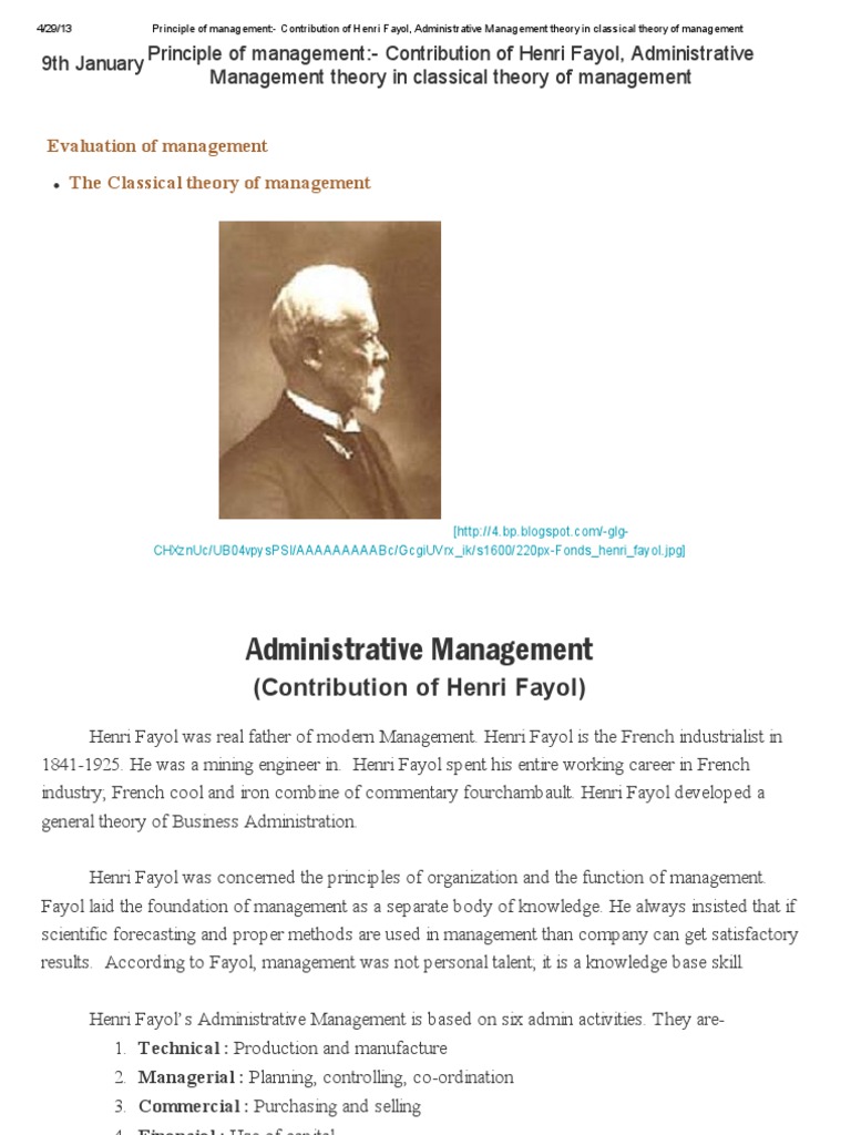 Principle of Management - Contribution of Henri Fayol ...