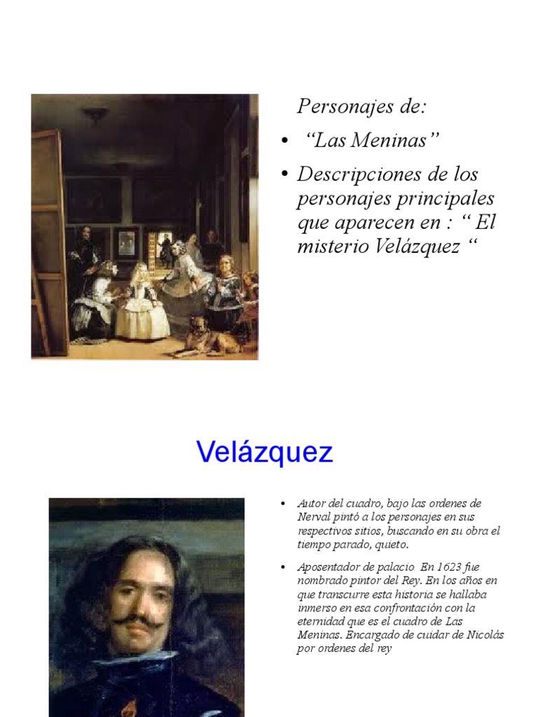 Presentacon de Los Personajes Que Aparecen en Las Meninas | PDF ...