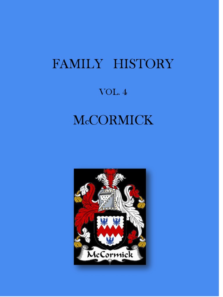 Mccormick Family History PDF Genealogy