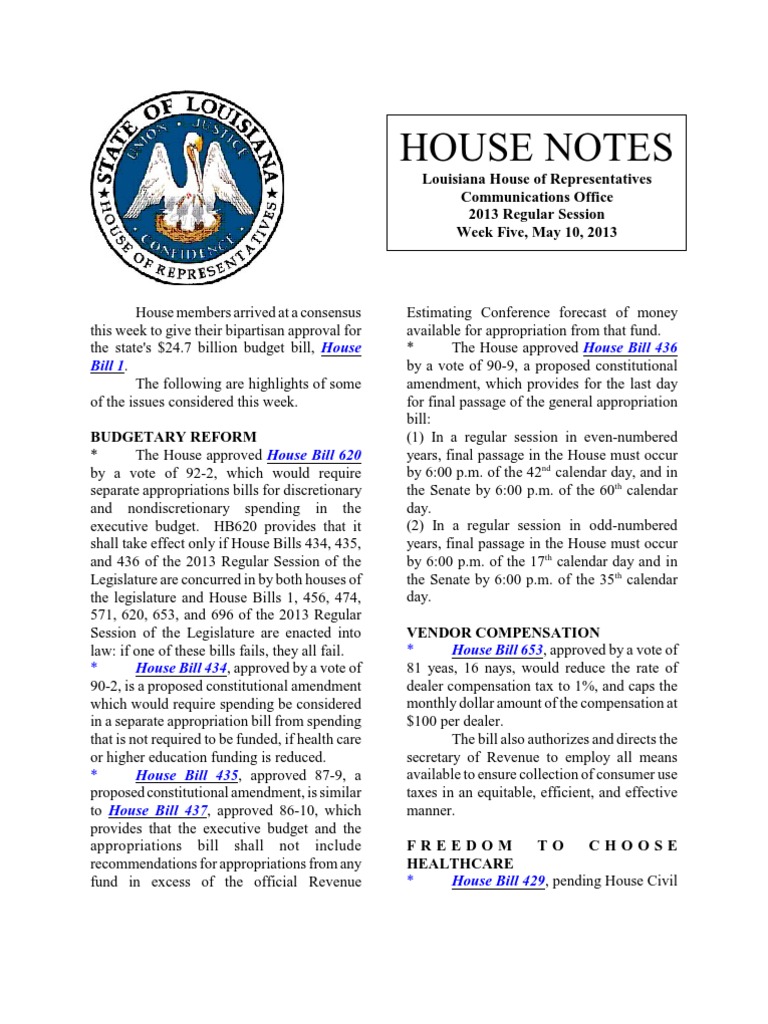 2013 House Notes - Week 5 | PDF | Appropriation Bill | United States ...