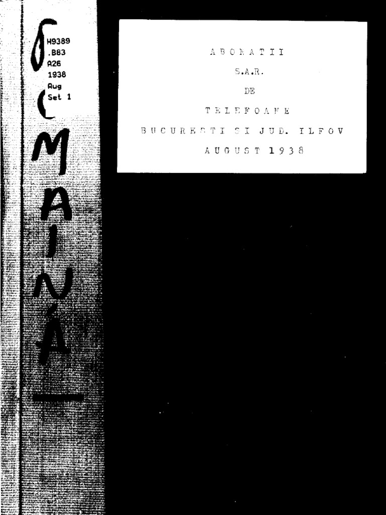 Lista Abonatilor Telefonici in Bucuresti Si Ilfov (1938) | PDF