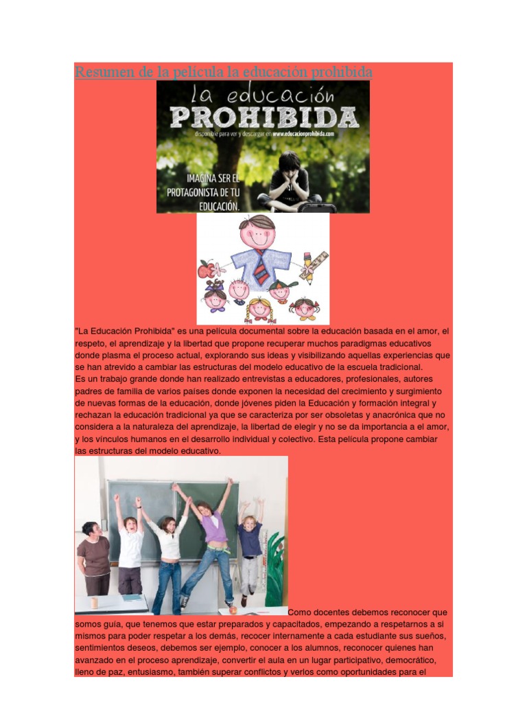 Resumen de la película la educación prohibida Analogía