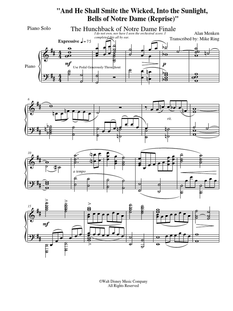 Bells Of Notre Dame Piano Sheet Music Best Music Sheet