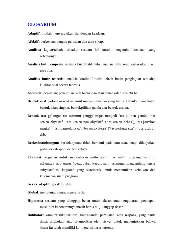 Glosarium Istilah Mengajar Pdf