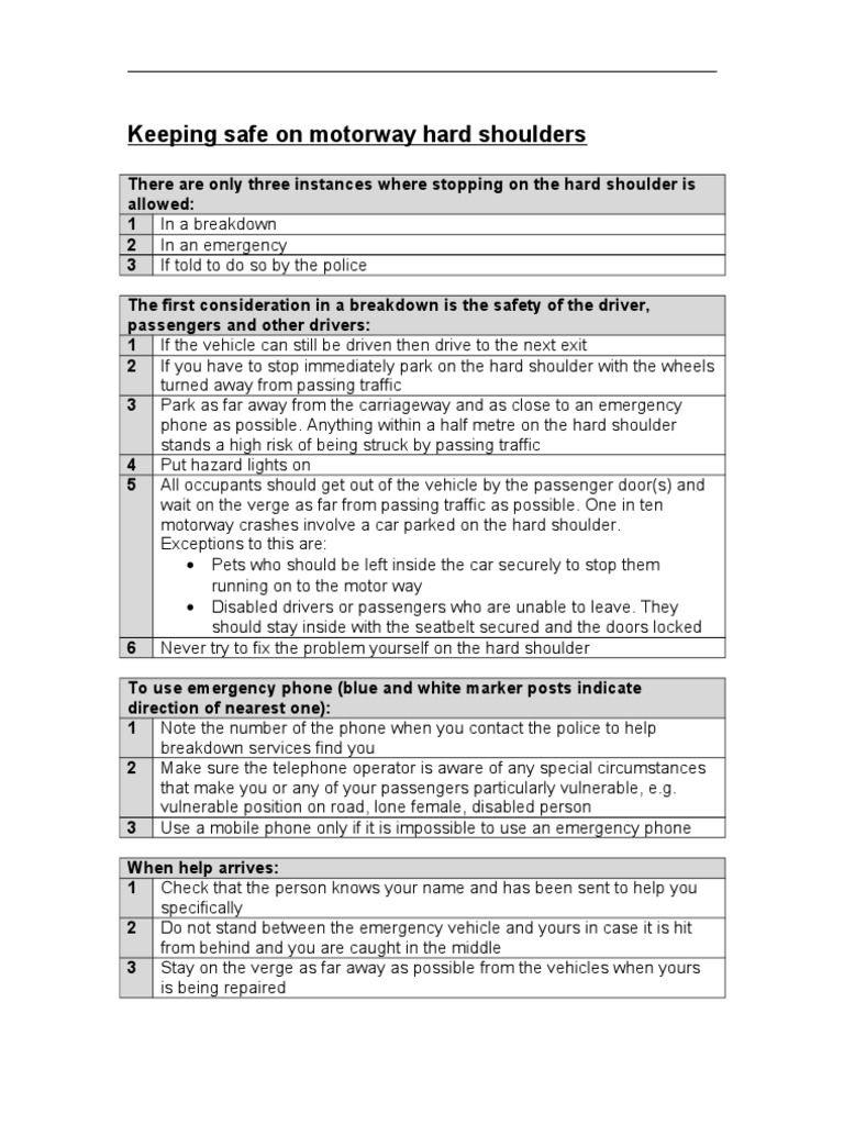 Motorway Hard Shoulder Safety | PDF | Business