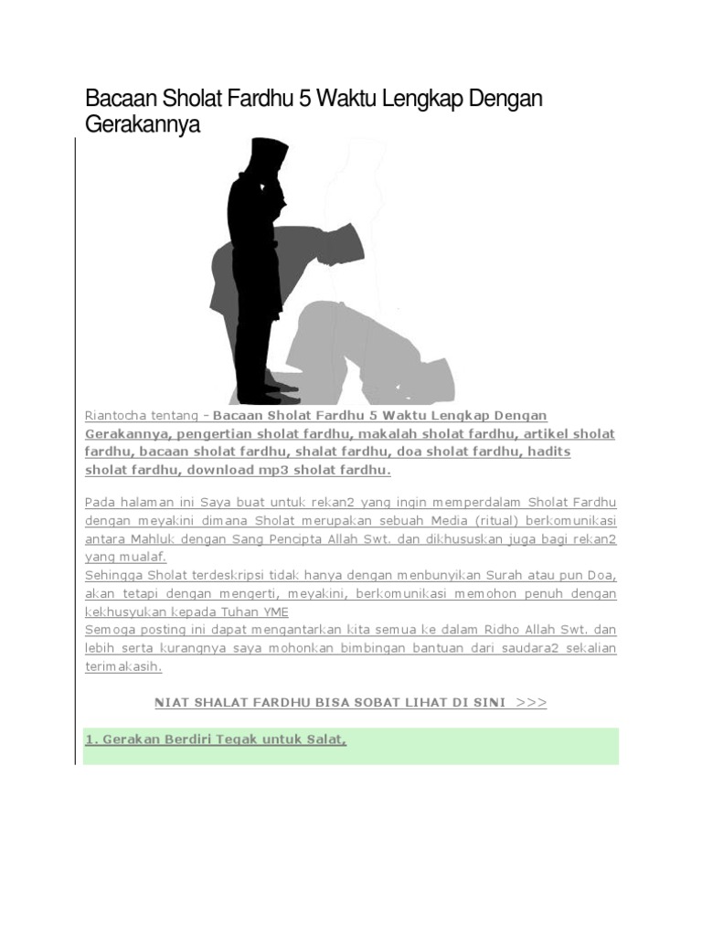 Bacaan Sholat Fardhu 5 Waktu Lengkap Dengan Gerakannya