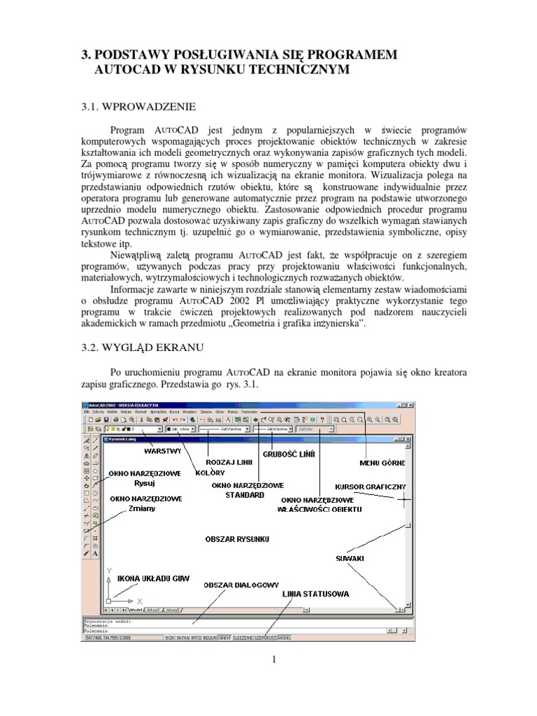 Podstawy Posługiwania Się Autocadem W Rysunku Technicznym