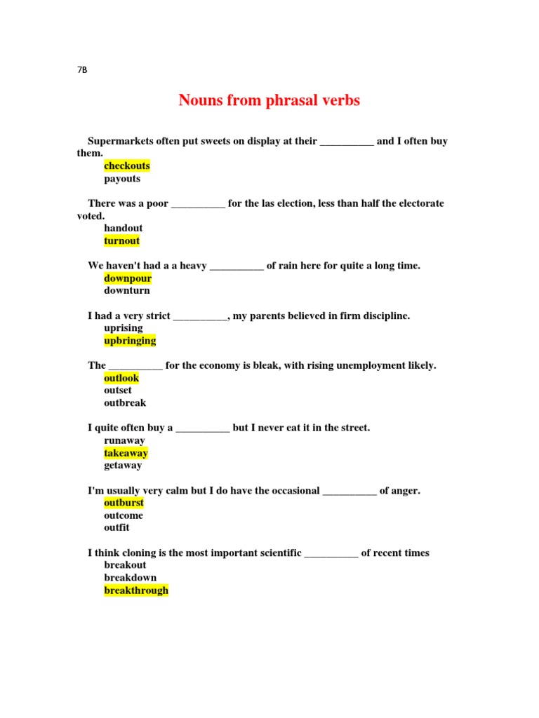 Nouns From Phrasal Verbs | PDF | Self-Improvement