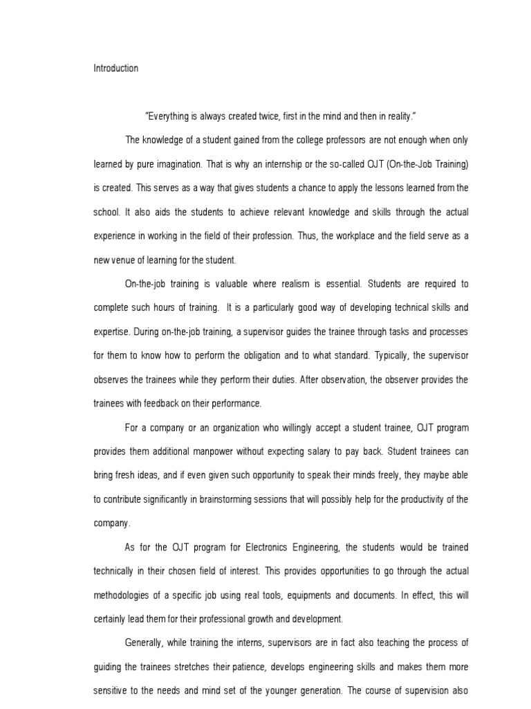 Narrative report introduction example