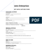 Staff Data Capture Form: Personal Details