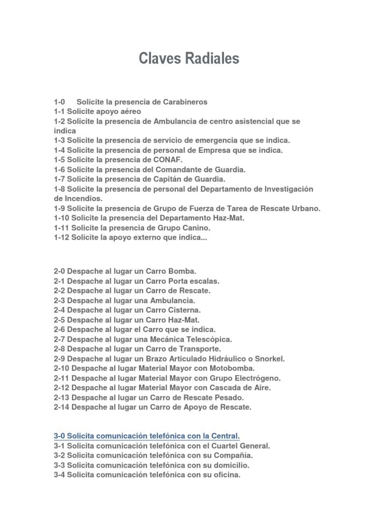 Claves Radiales PDF Servicios de emergencia Seguridad Pública