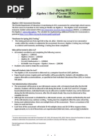 Spring 2012 Algebra 1 End-of-Course (EOC) Assessment Fact Sheet