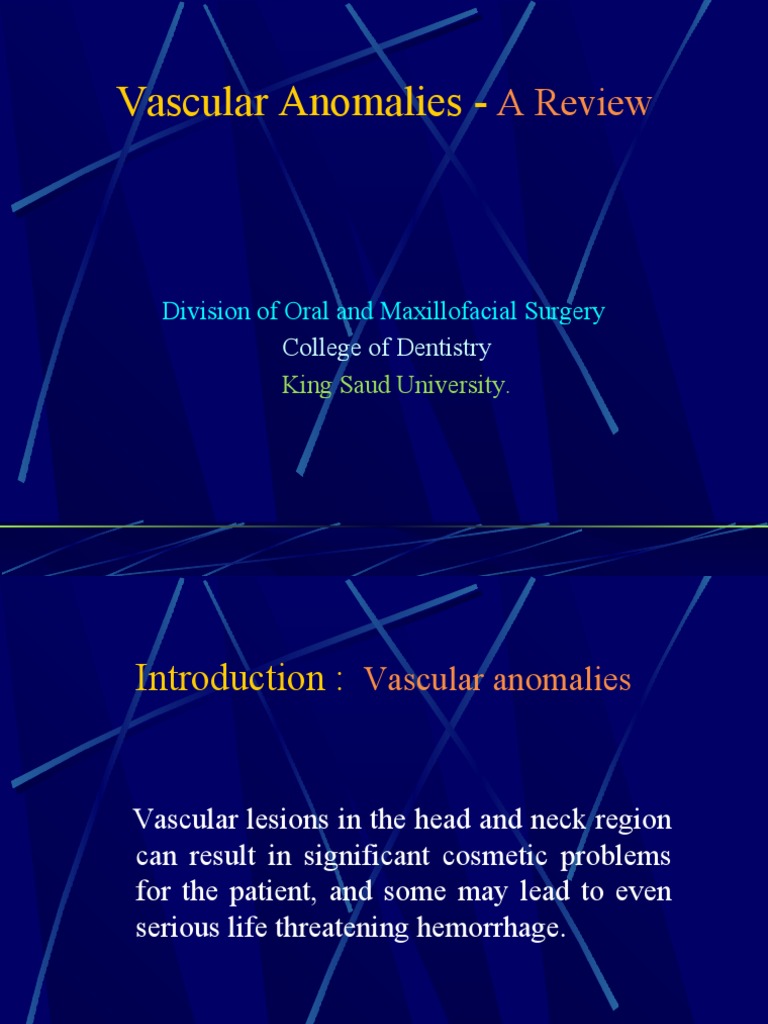 Vascular Anomalies Presentation Angiology Health Sciences