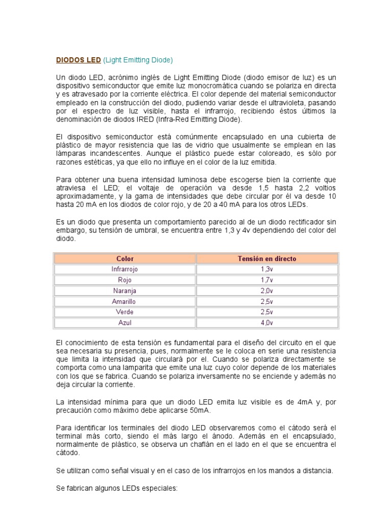 Diodos Led | PDF | Diodo emisor de luz | Radiación electromagnética