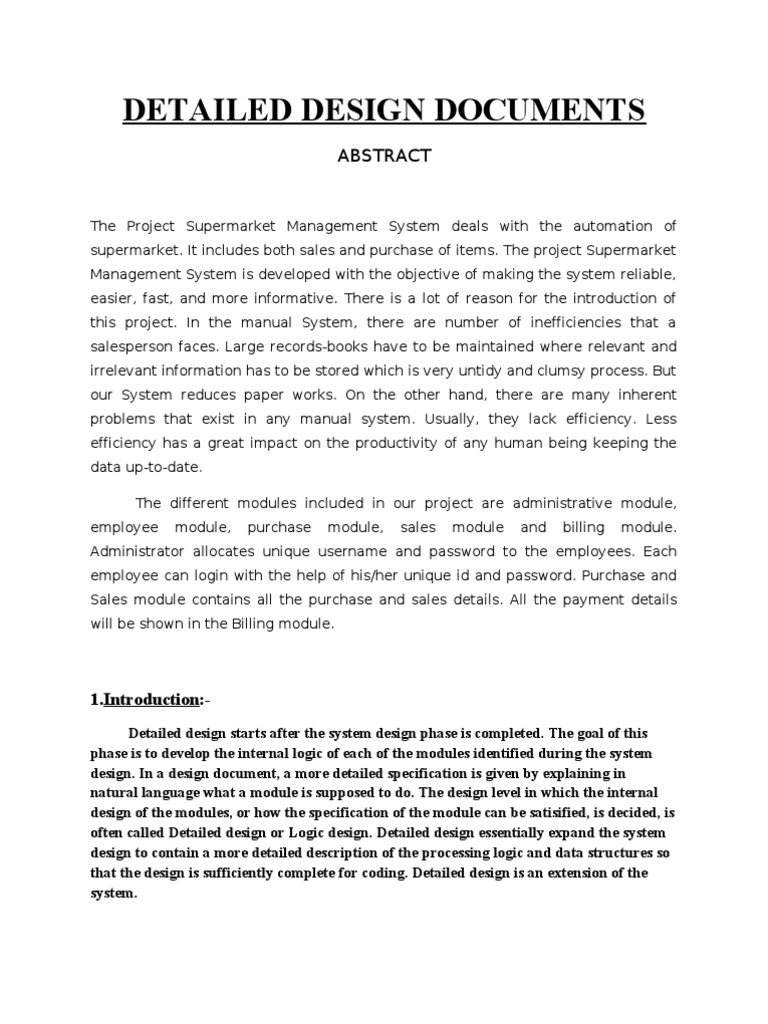 Supermarket Management System Design | PDF | Modular Programming ...