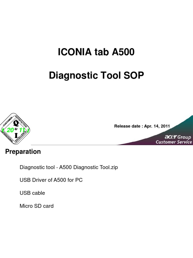 A500 Diagnostic Tool Installation Guide | PDF | Touchscreen | Personal ...