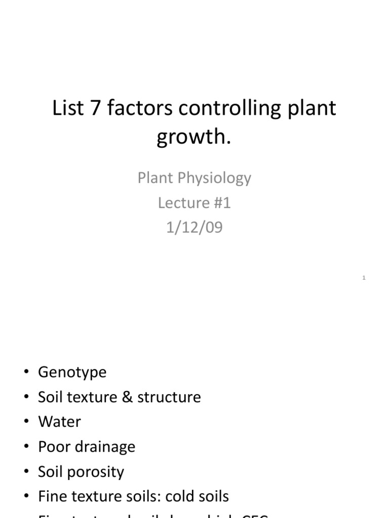 Lecct #2 Factors Controlling Plant Growth | PDF | Stoma | Soil