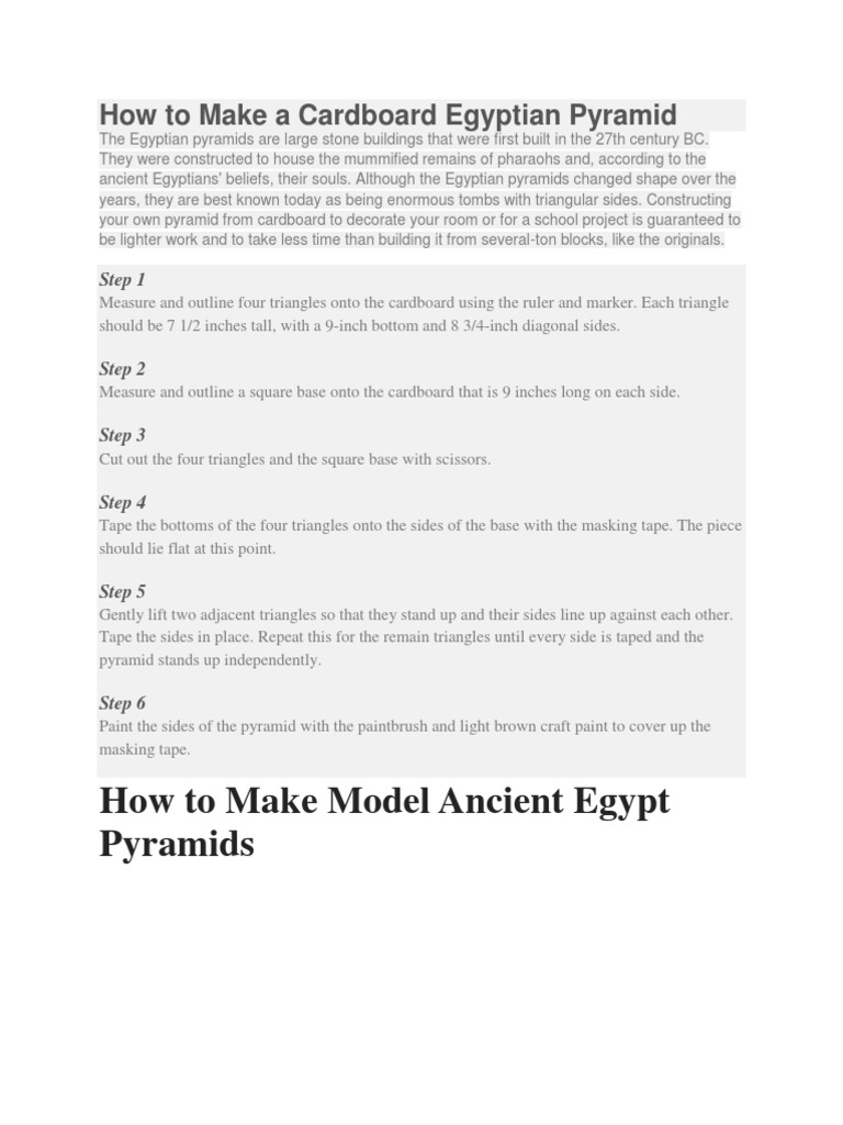 Cardboard Egyptian Pyramid Project Guide | PDF | Egyptian Pyramids ...