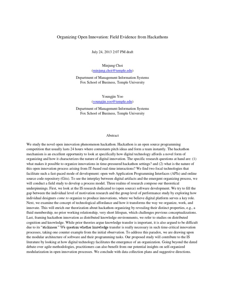 Hackathon Innovation and Organization Insights | PDF | Innovation ...