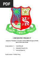 Download Analysis of Vitamin C Ascorbic Acid in different types of fruits juices of the same brand by Ysabel Deborah Yasiah SN141074527 doc pdf