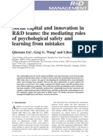 Social Capital and Innovation in R&D Teams: The Mediating Roles of Psychological Safety and Learning From Mistakes