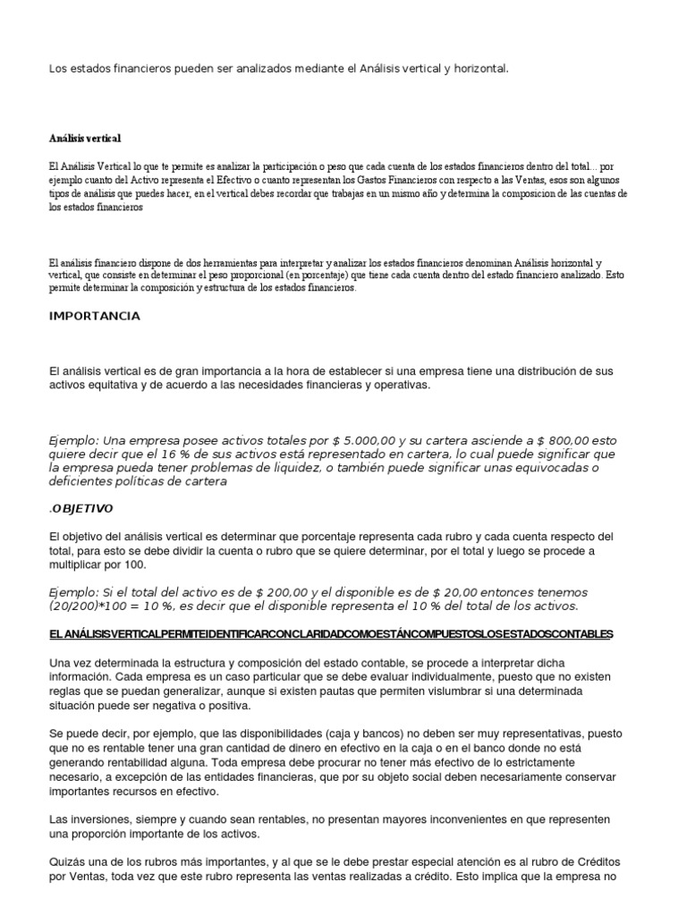 Analisis Vertical y Horizontal PDF Bienes (Ley) Bancos