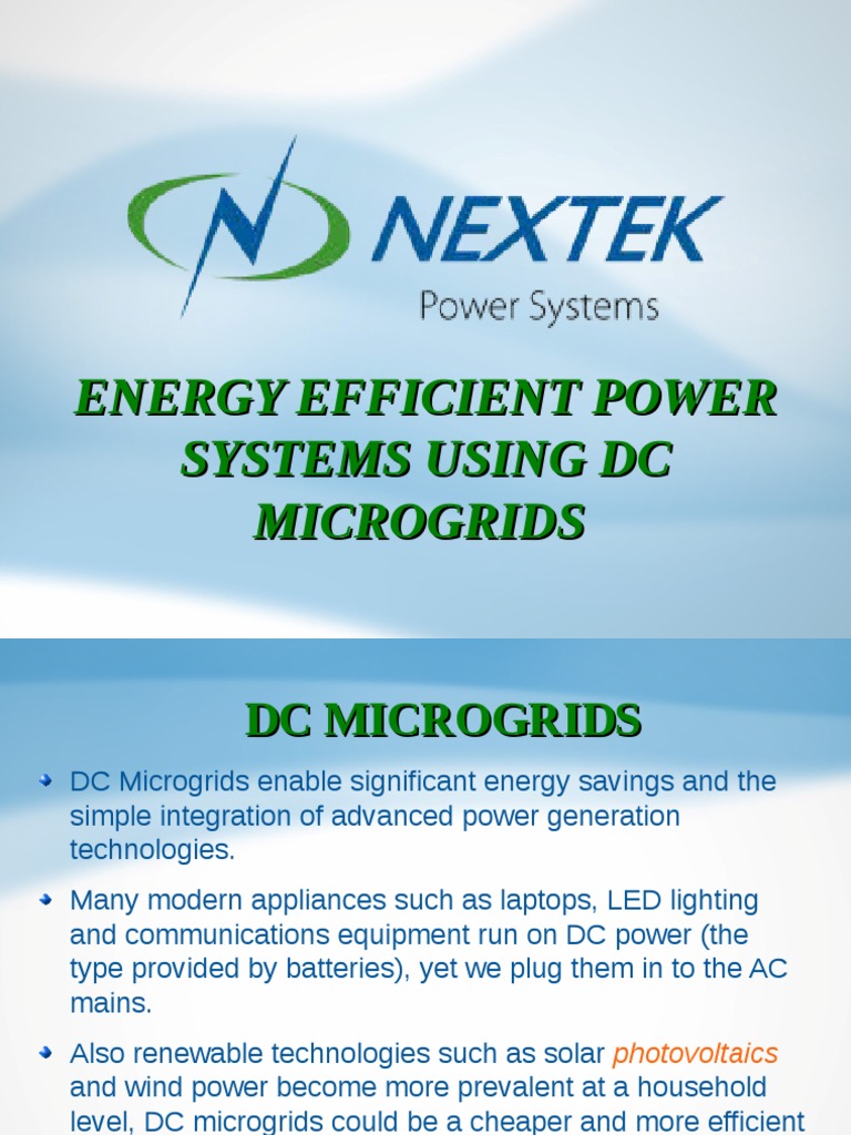 Energy Efficient Power Systems Using Dc Microgrids Pdf Distributed