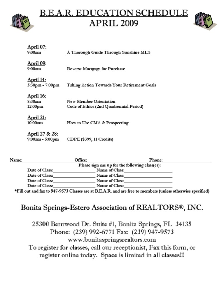 April Education Schedule | PDF