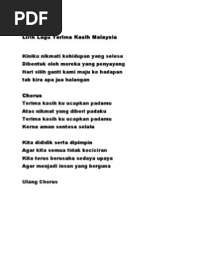Lirik Lagu Terima Kasih Malaysia Pdf